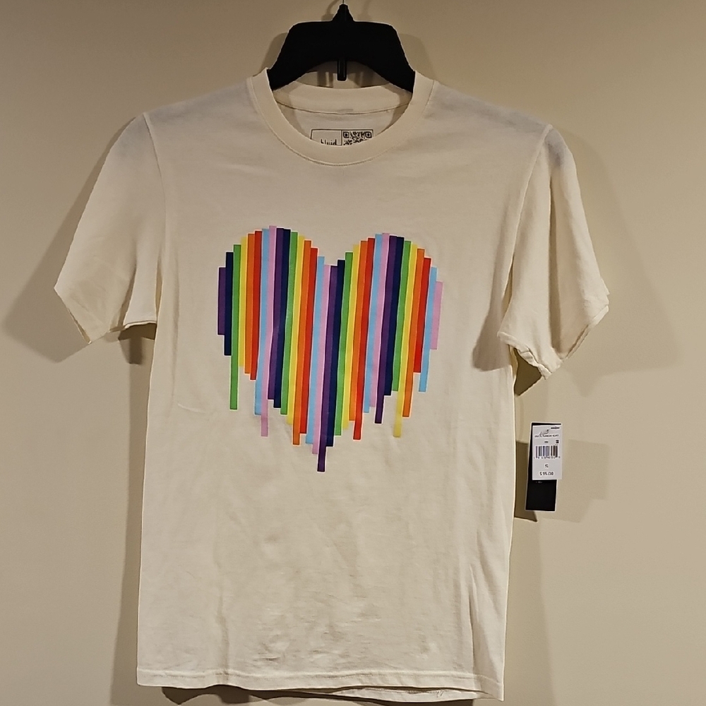The Phluid Project Cream Tee with Rainbow Heart